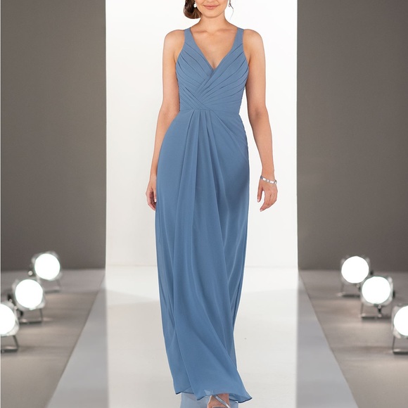 Long Navy Blue Sorella Vita bridesmaid or formal dress - Picture 7 of 8